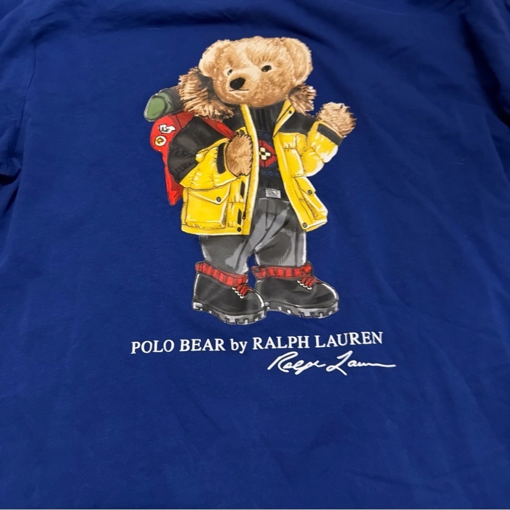 Ralph Lauren Kids Long Sleeve Shirt with Polo Bear in Blue and Yellow - Picture 1 of 5